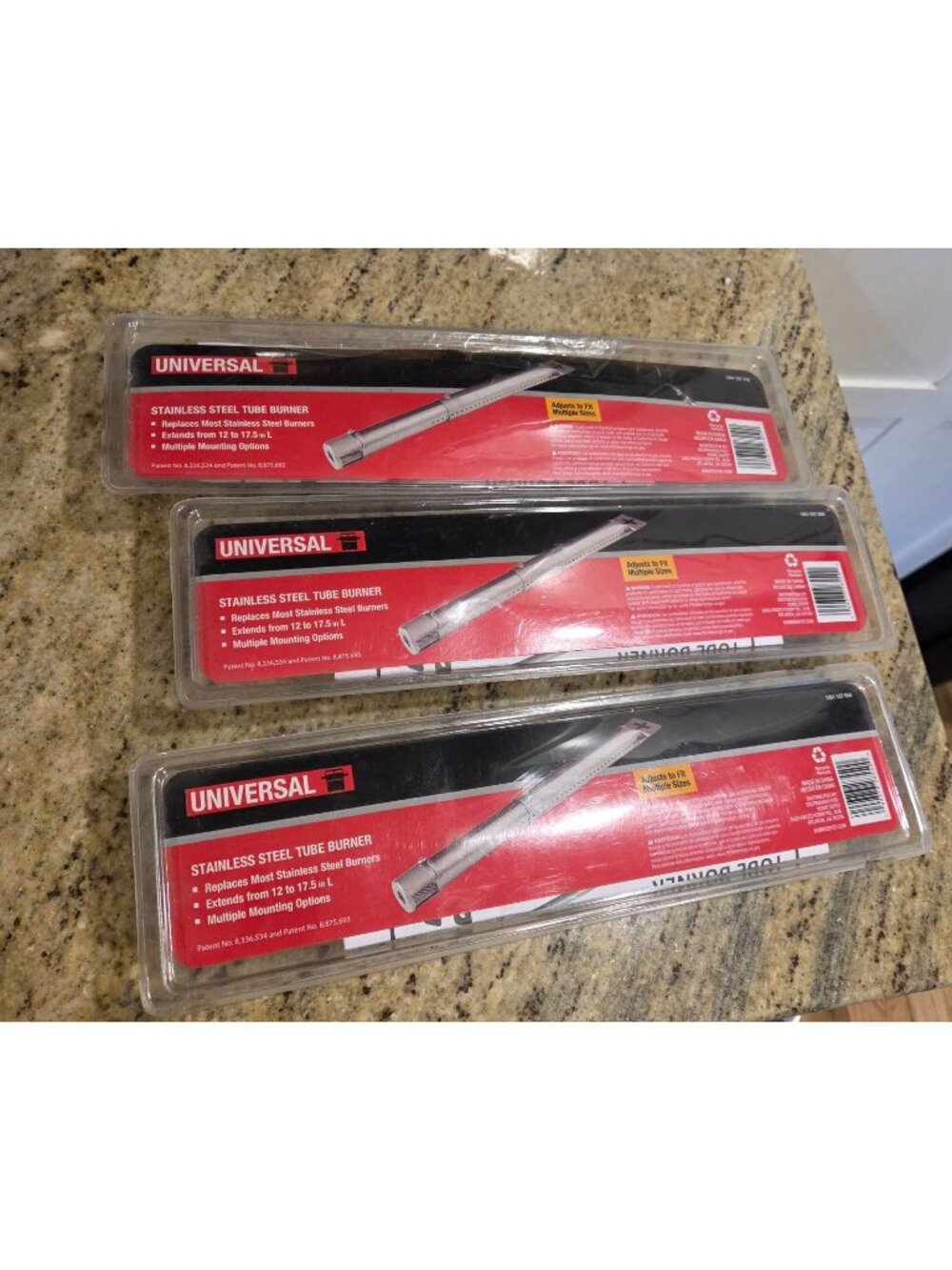 3 Universal Adjustable Stainless Steel Gas Tube Burner Barbeque Grill 12"-17.5"